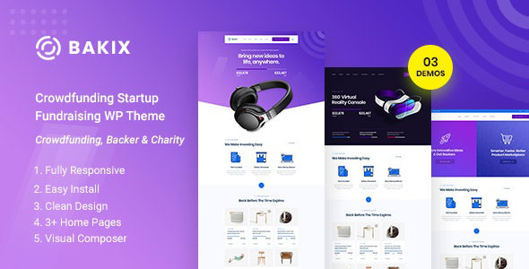Bakix v1.0 - Crowdfunding Startup & Fundraising WordPress Theme