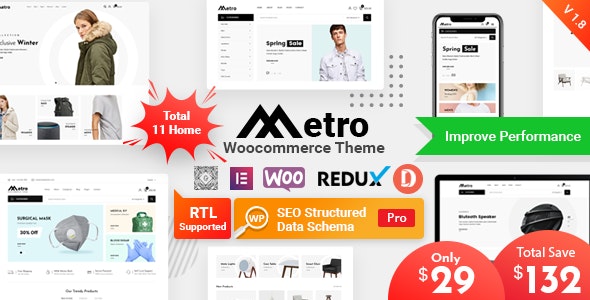 Metro v1.9.4 – Minimal WooCommerce WordPress Theme