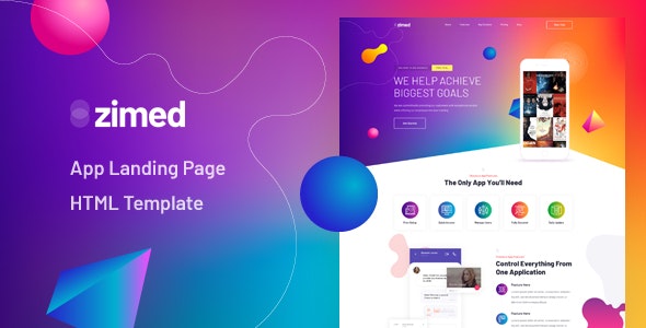 Zimed v1.0 – App Landing Page HTML Template